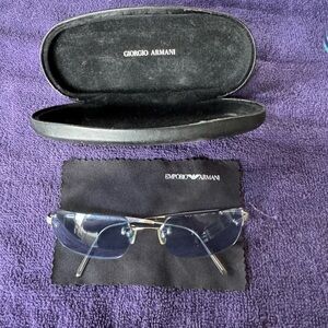 Giorgio Armani Blue Rimless Sunglasses